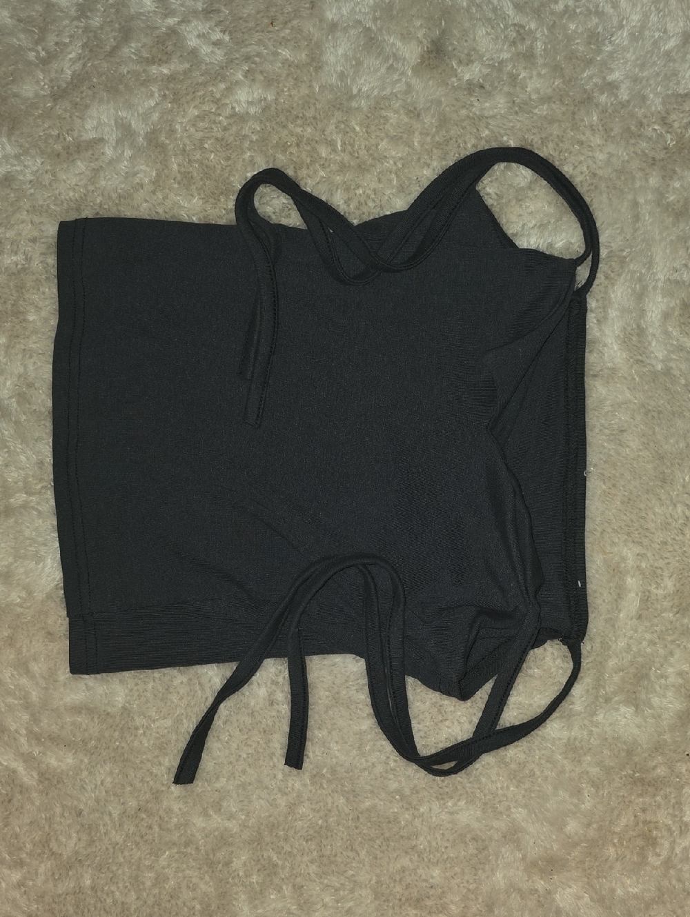 Black Ribbed Tie-Strap Women's Tank Top